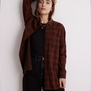 Madewell oversized flannel button down shirt burnished mahogany
